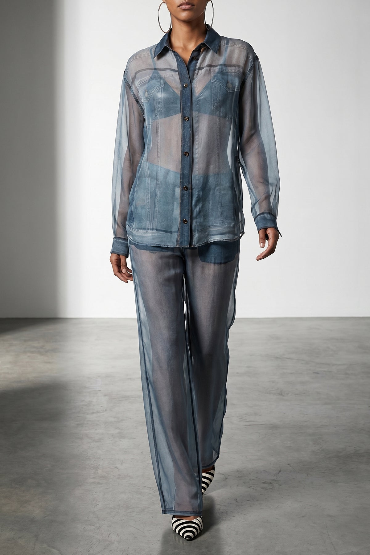 HAIKURE S maya semi-transparent silk shirt
