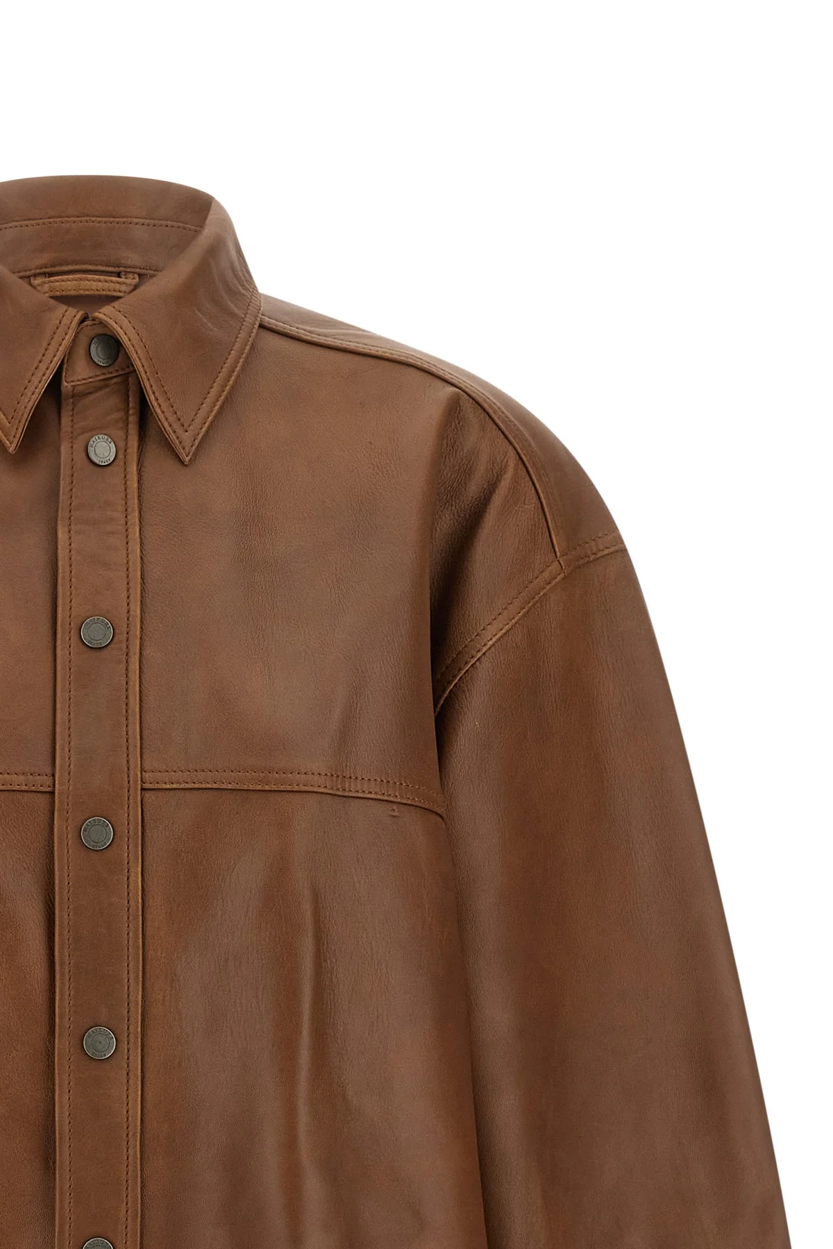 the victoria l silky leather overshirt by haikure redefines the volumes of the c
