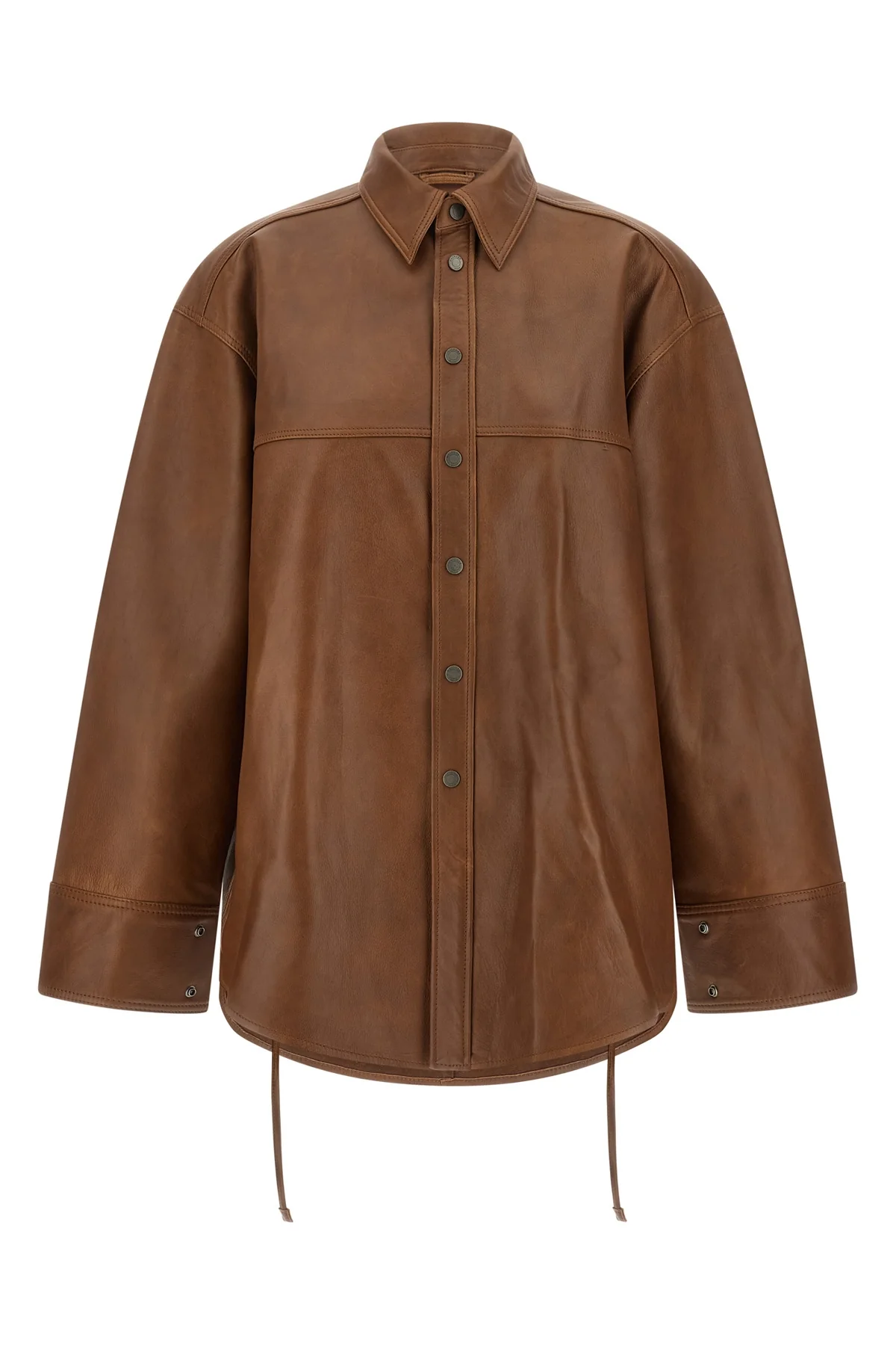 HAIKURE S the victoria l silky leather overshirt by haikure redefines the volumes of the c