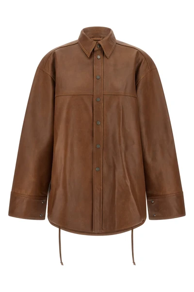 the victoria l silky leather overshirt by haikure redefines the volumes of the c