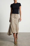 ann bull 44 midi skirt in used-effect garment-dyed cotton denim
