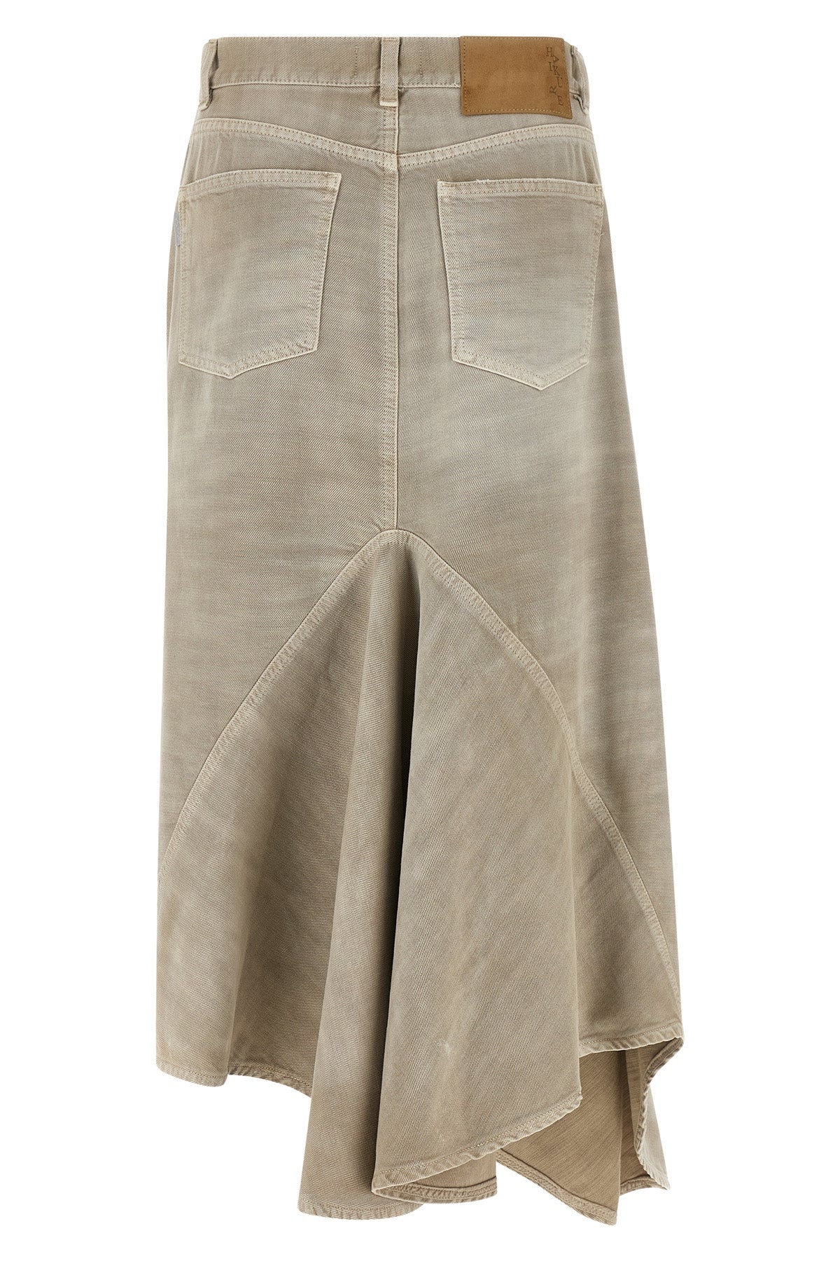 ann bull 44 midi skirt in used-effect garment-dyed cotton denim