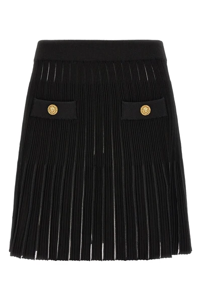 the balmain flared skirt in structured knit redefines the codes of contemporary