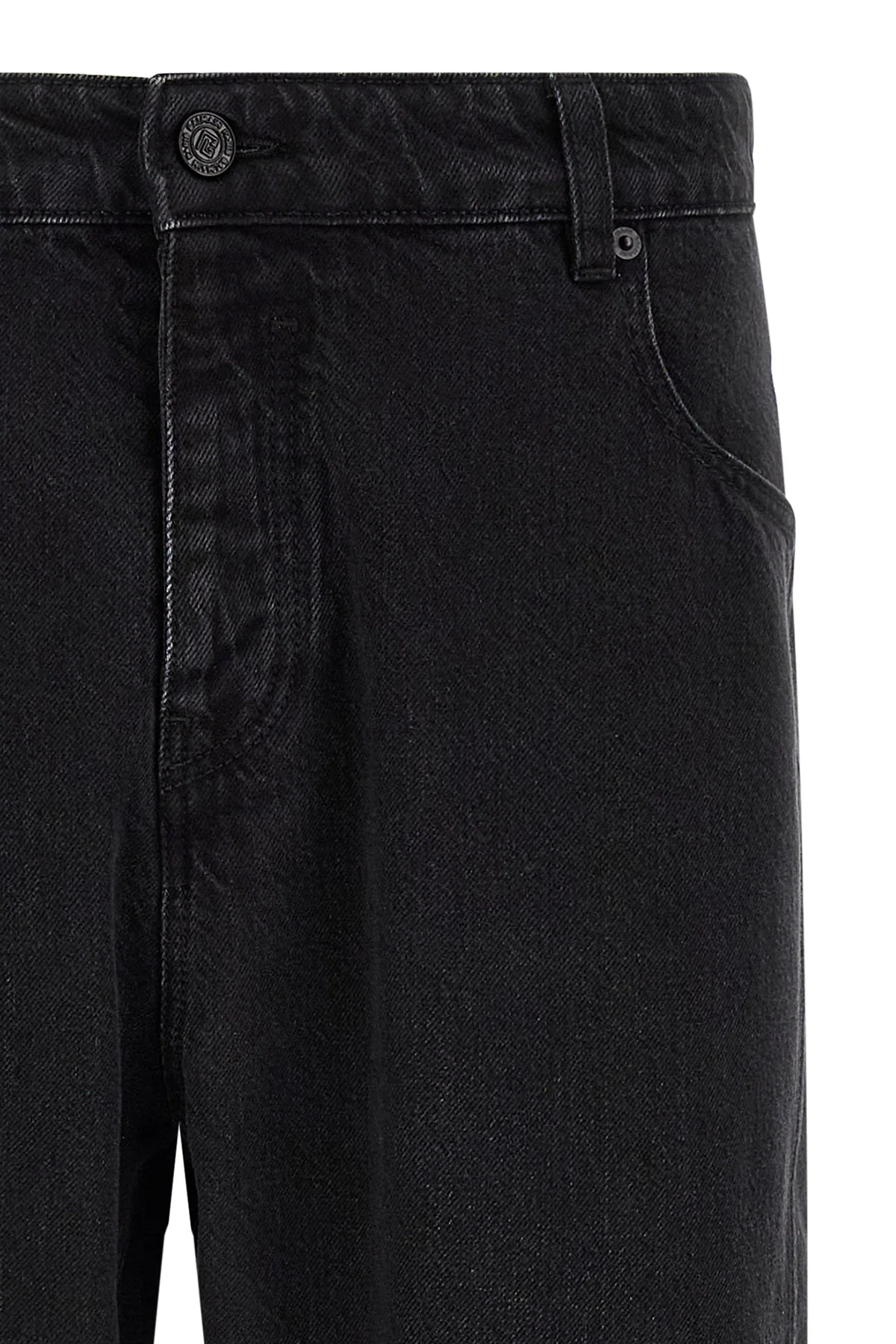 balmain jeans in washed black cotton denim