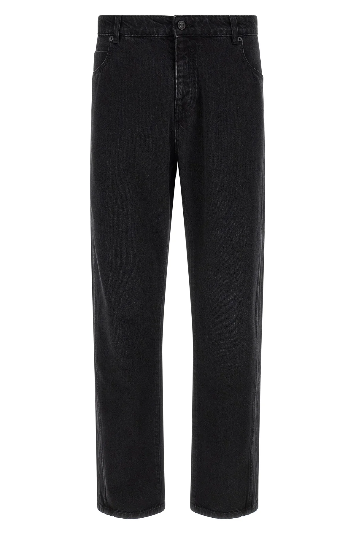 balmain jeans in washed black cotton denim