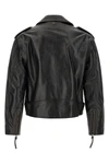 balmains biker jacket in black textured cowhide leather