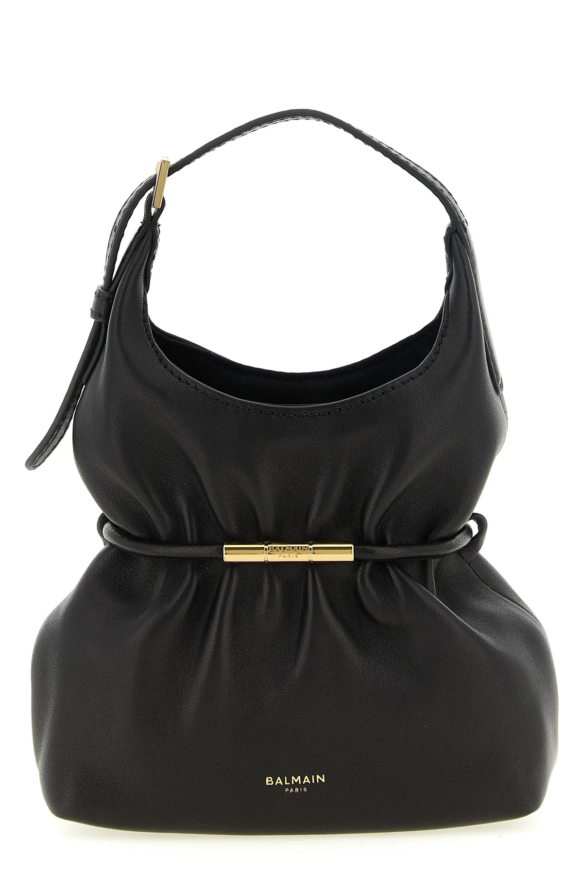 BALMAIN OS the balmain lambskin handbag redefines volumes through a sculptural and softly d