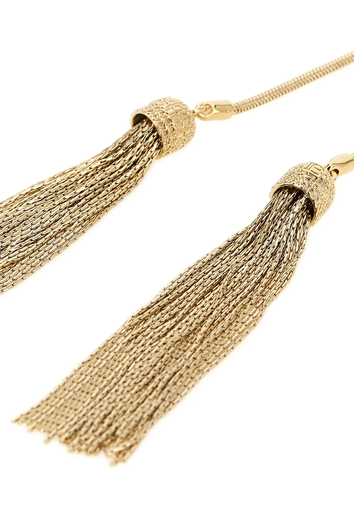 BALMAIN OS the balmain long necklace is distinguished by a golden metal snake chain constru