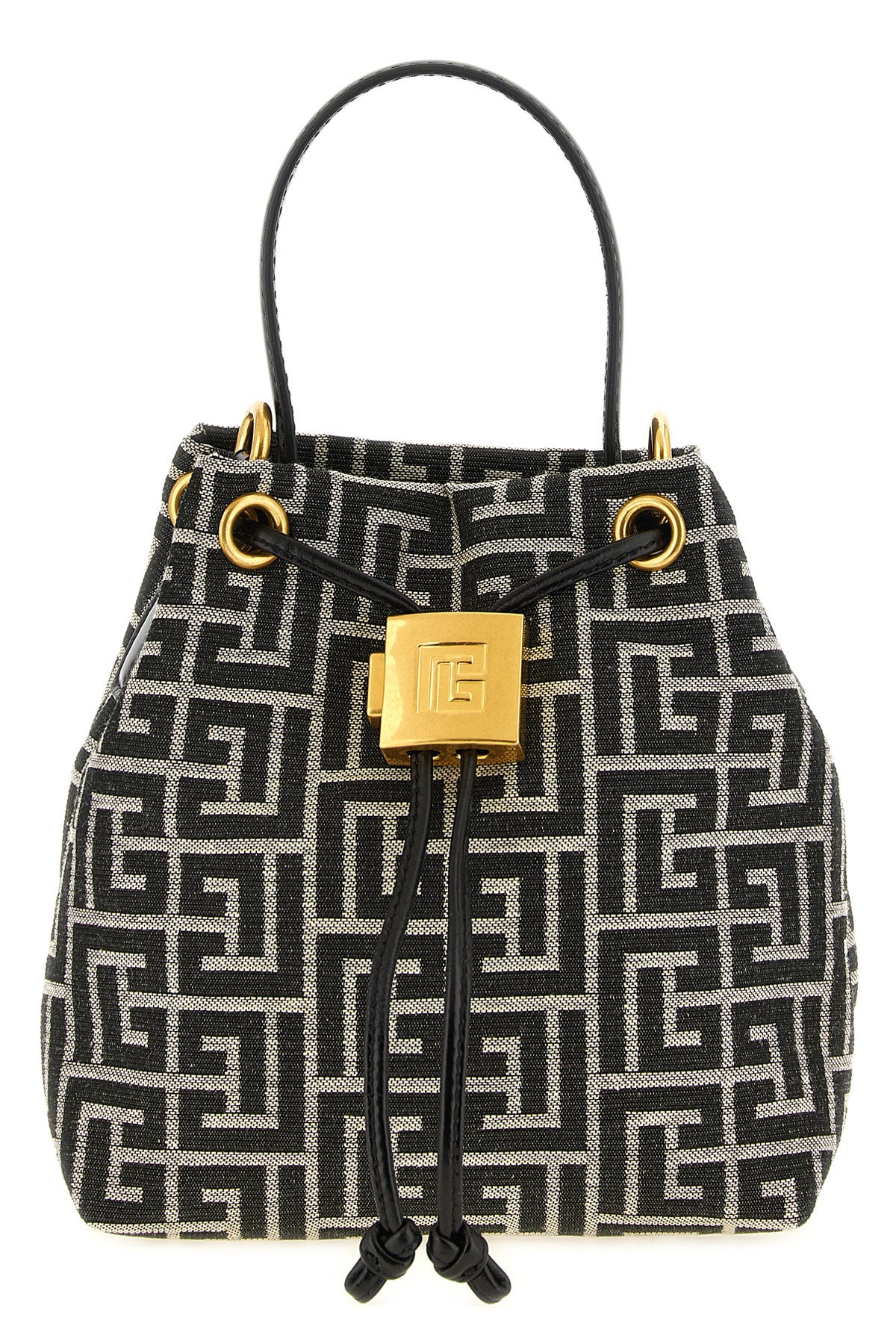 BALMAIN OS the balmain pulse mini bucket bag is distinguished by a structured silhouette