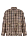 check-print cotton blend overshirt