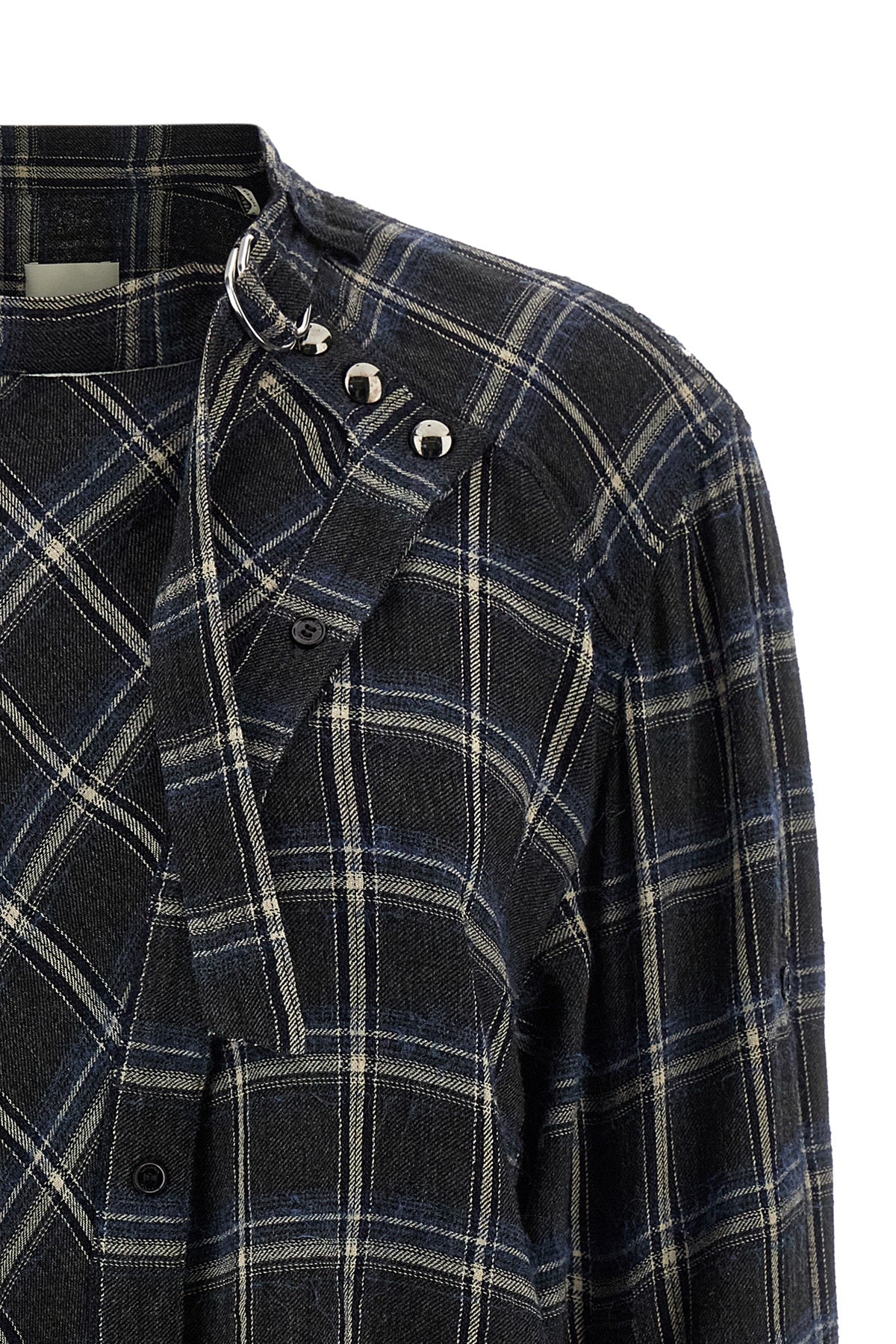 gerla blouse in tartan wool blend fabric