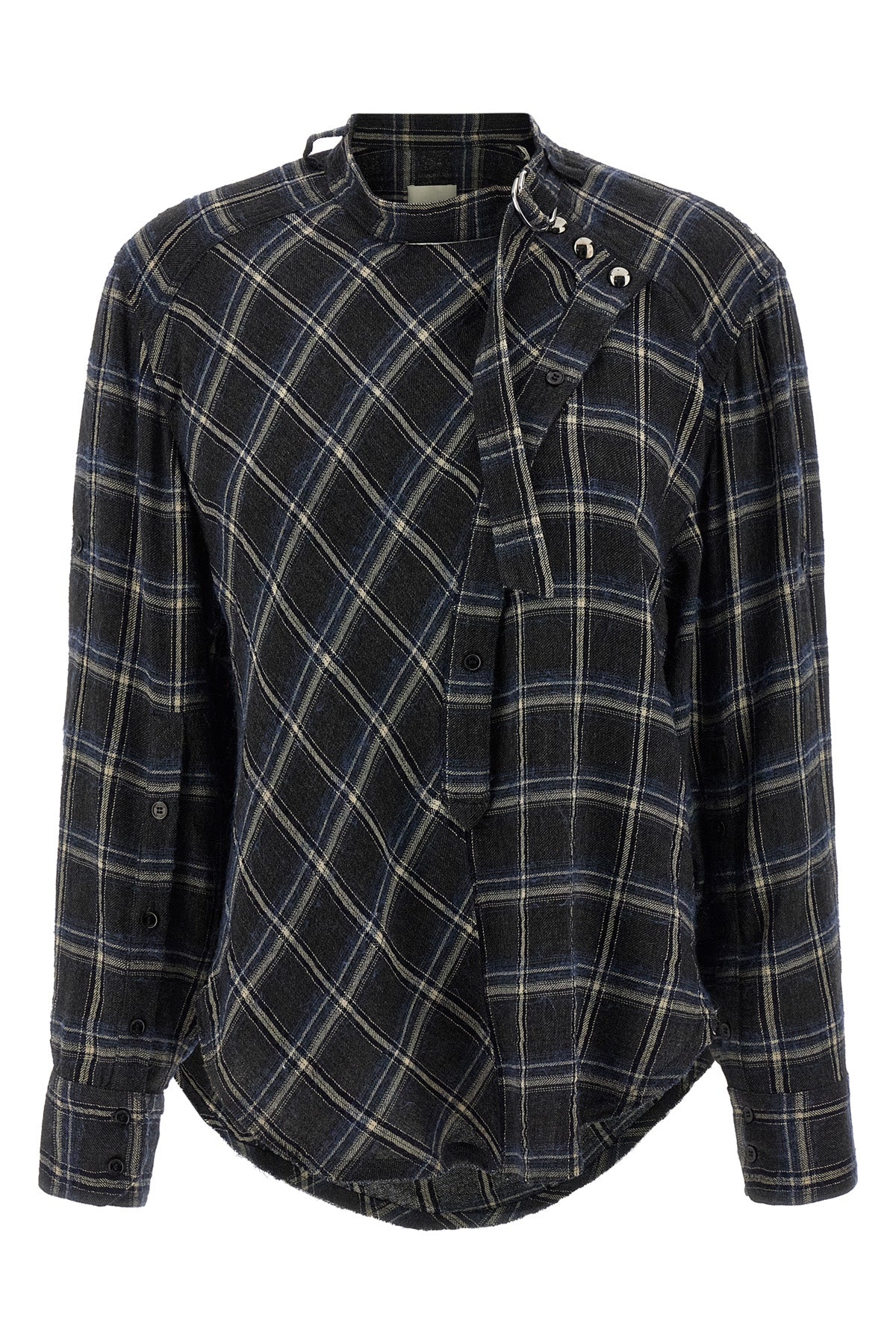 gerla blouse in tartan wool blend fabric