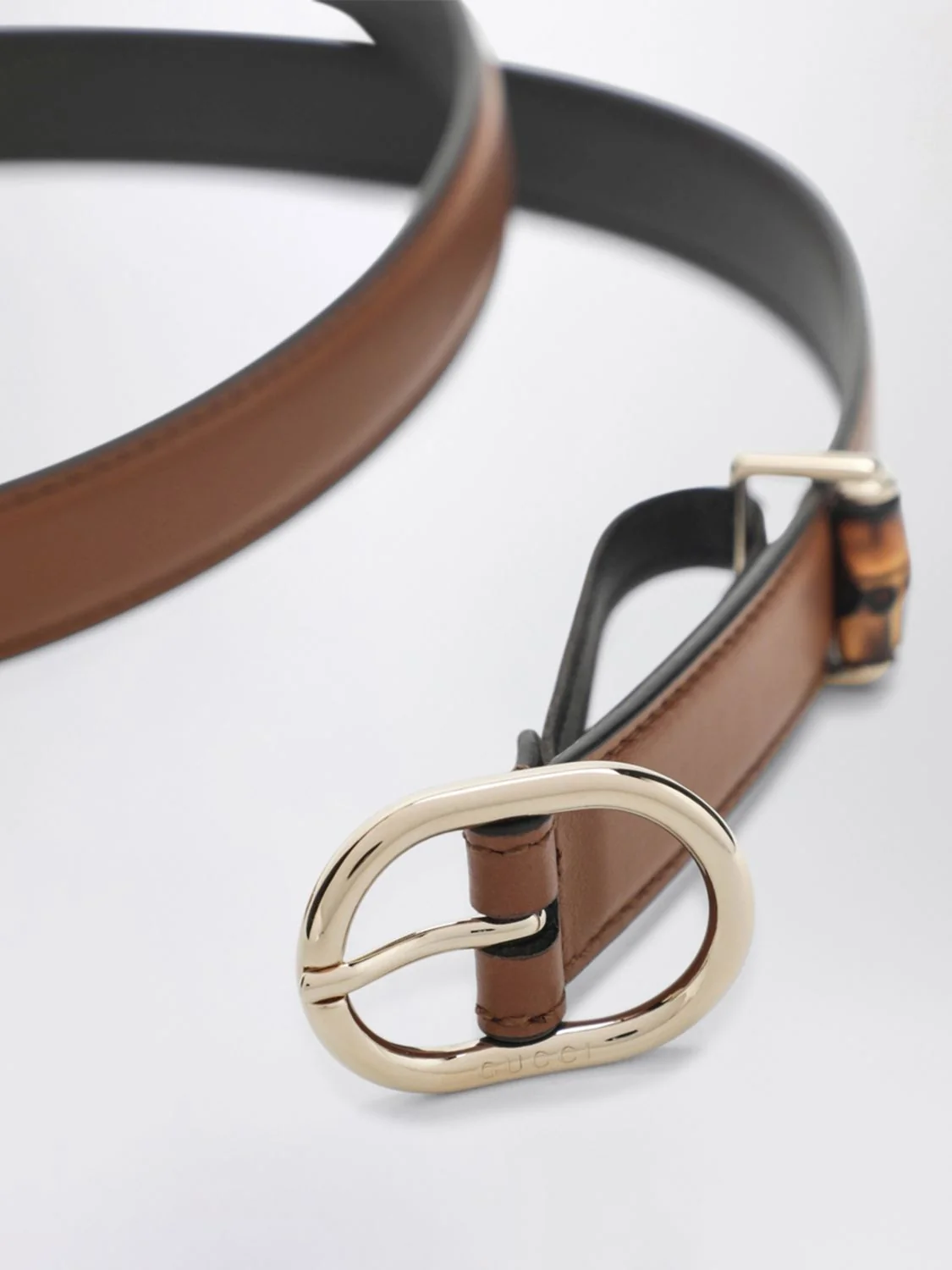 GUCCI 70 leather belt with oval buckle