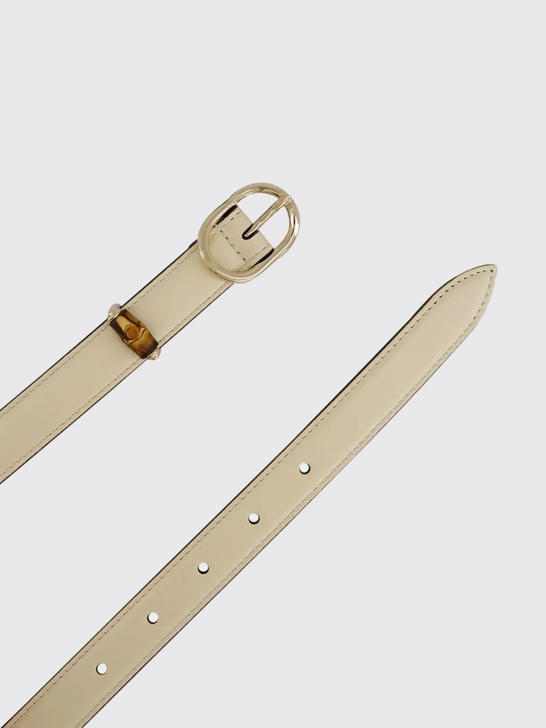 leather belt with oval buckle