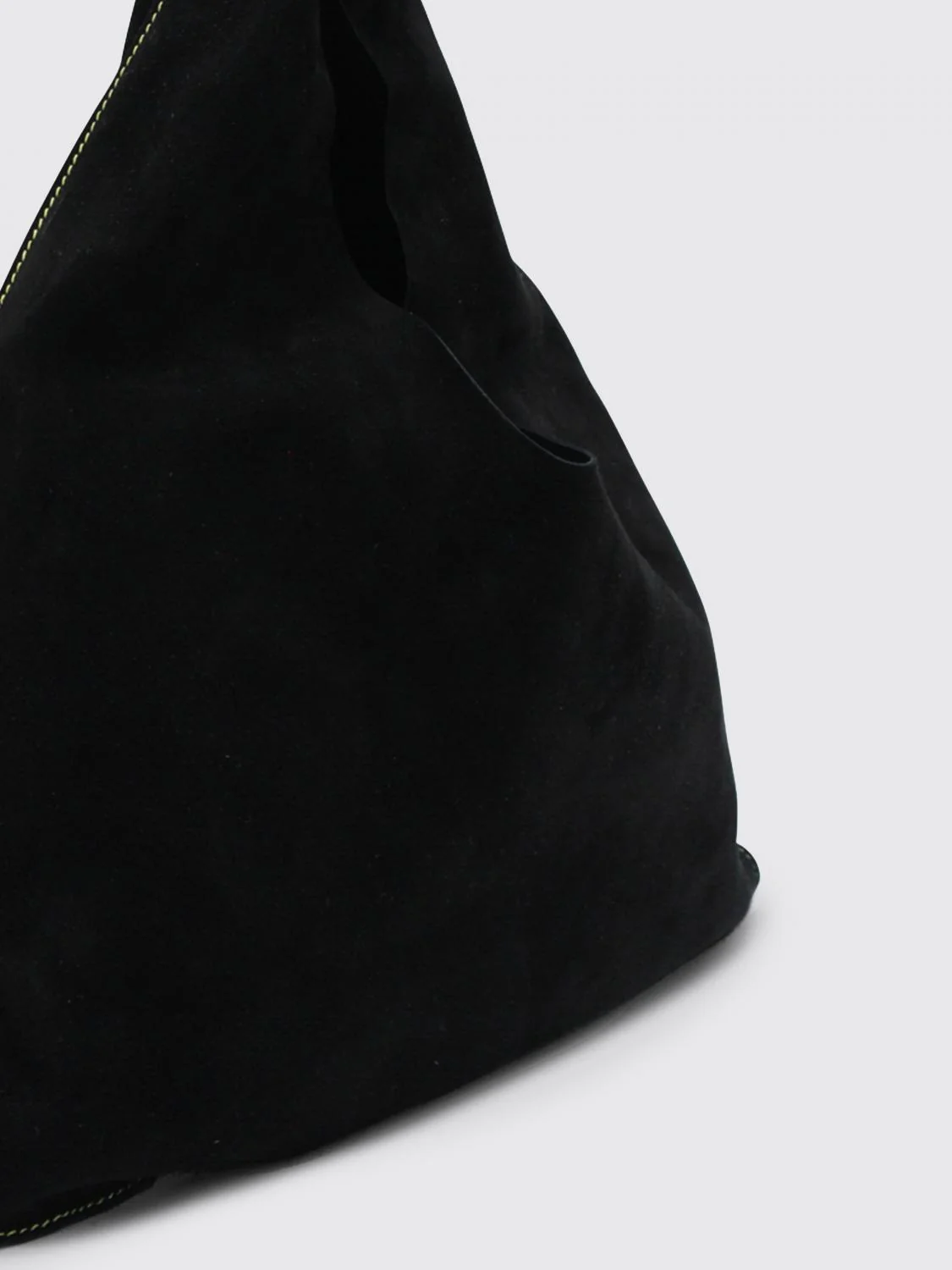 blind triangular suede bag