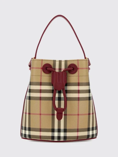 vintage check coated cotton bucket bag