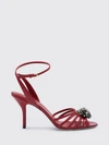 leather sandal with enamelled application pas de chat