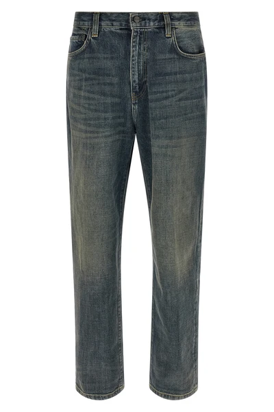 aaron pants used-effect wash cotton denim jeans