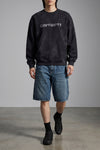 og single knee smith heavy used cotton denim shorts
