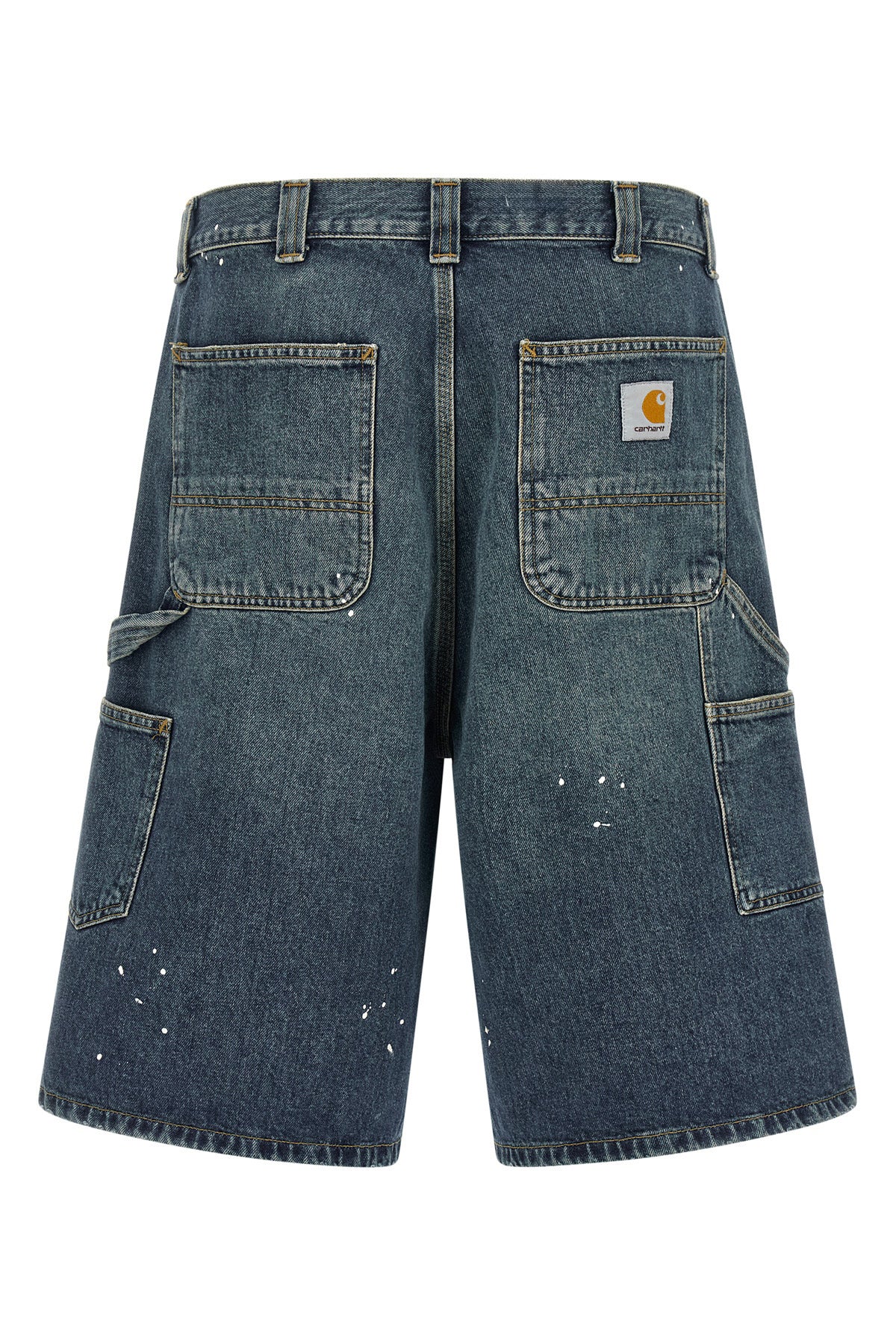 og single knee smith heavy used cotton denim shorts