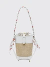 capri raffia and leather bucket bag