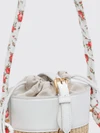 capri raffia and leather bucket bag