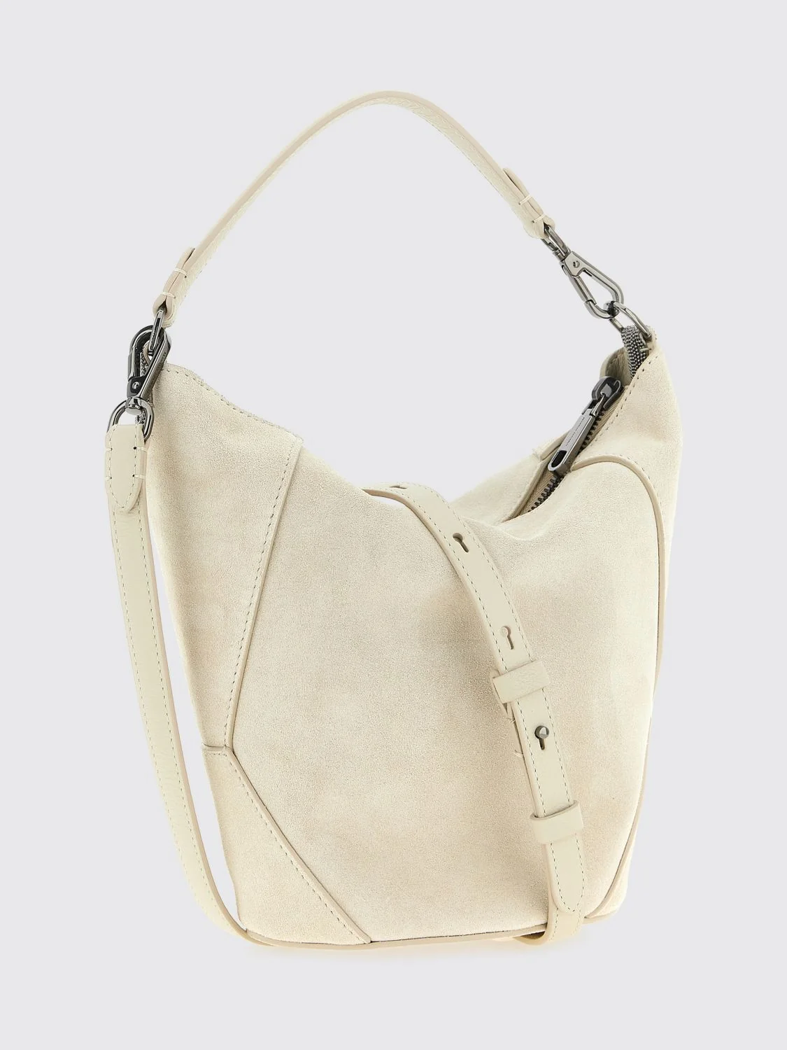 bc duo suede bucket bag with monile