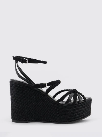 nyra wedge sandal in woven leather and suede
