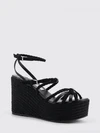 nyra wedge sandal in woven leather and suede