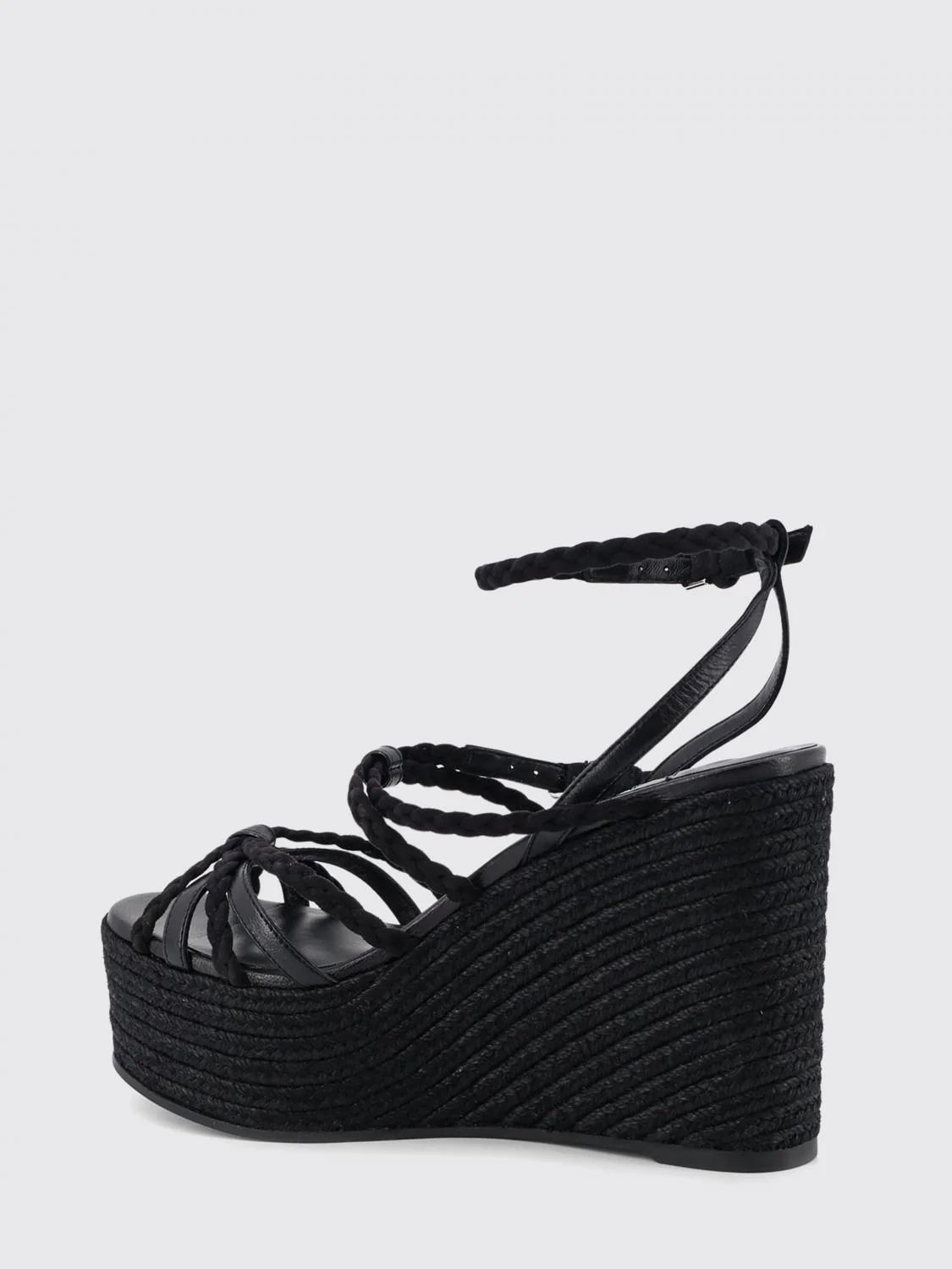nyra wedge sandal in woven leather and suede