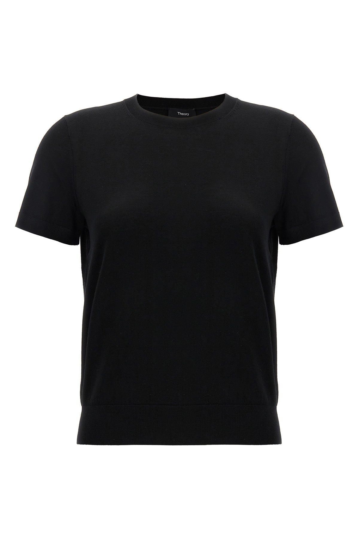 THEORY P black merino wool crewneck julian sustainable - the good wool collection is made