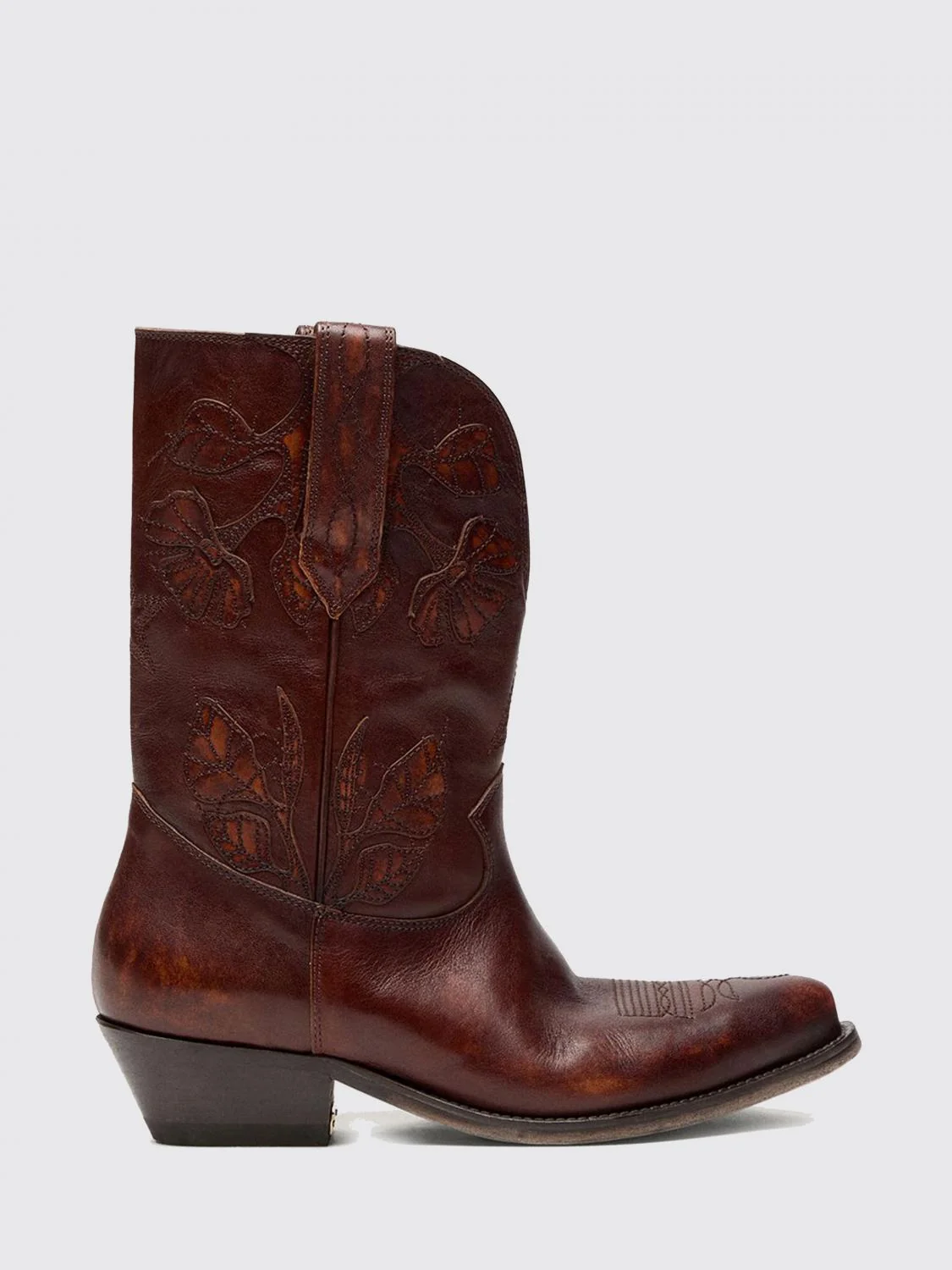 aged leather boots