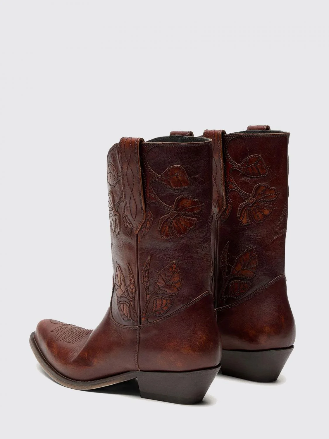 aged leather boots