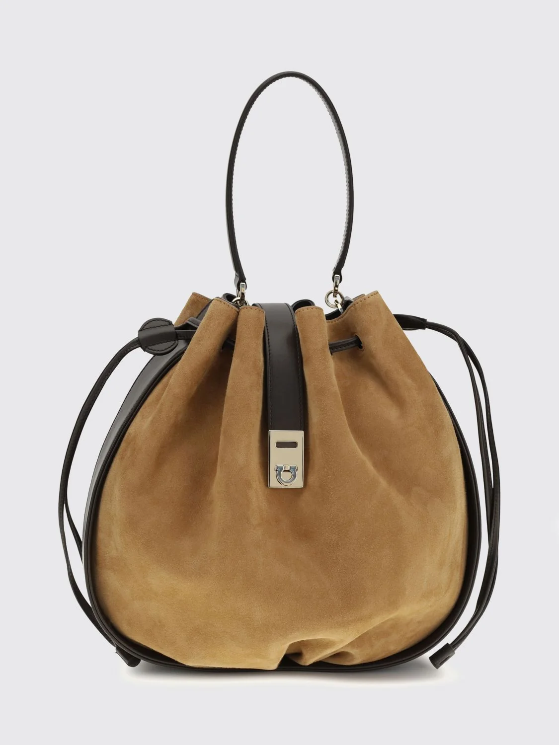 FERRAGAMO OS hug suede bucket bag
