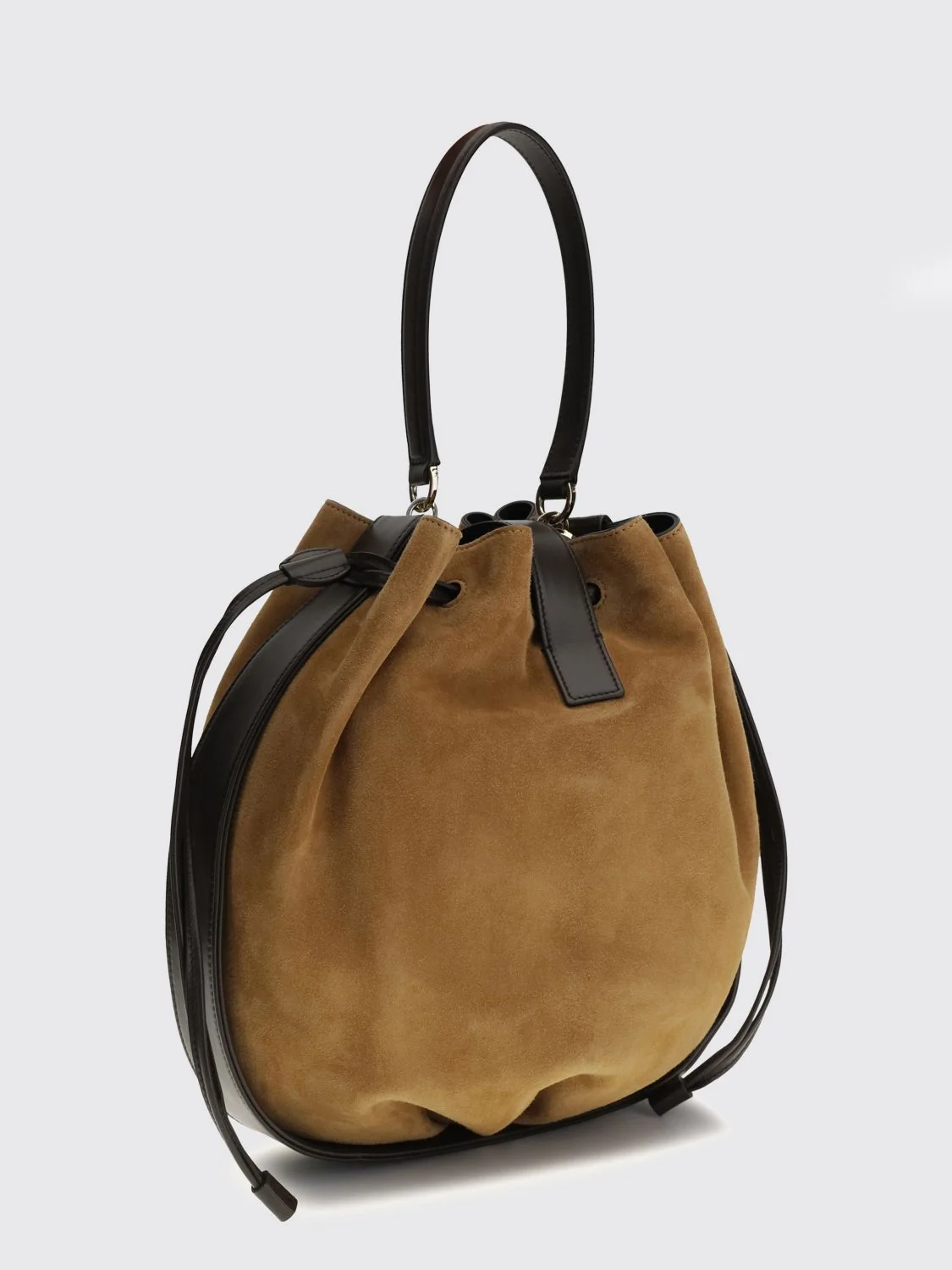 FERRAGAMO OS hug suede bucket bag