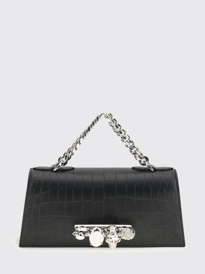 jewelled croc print leather bag