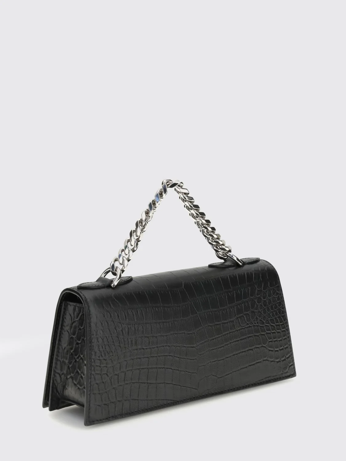 jewelled croc print leather bag