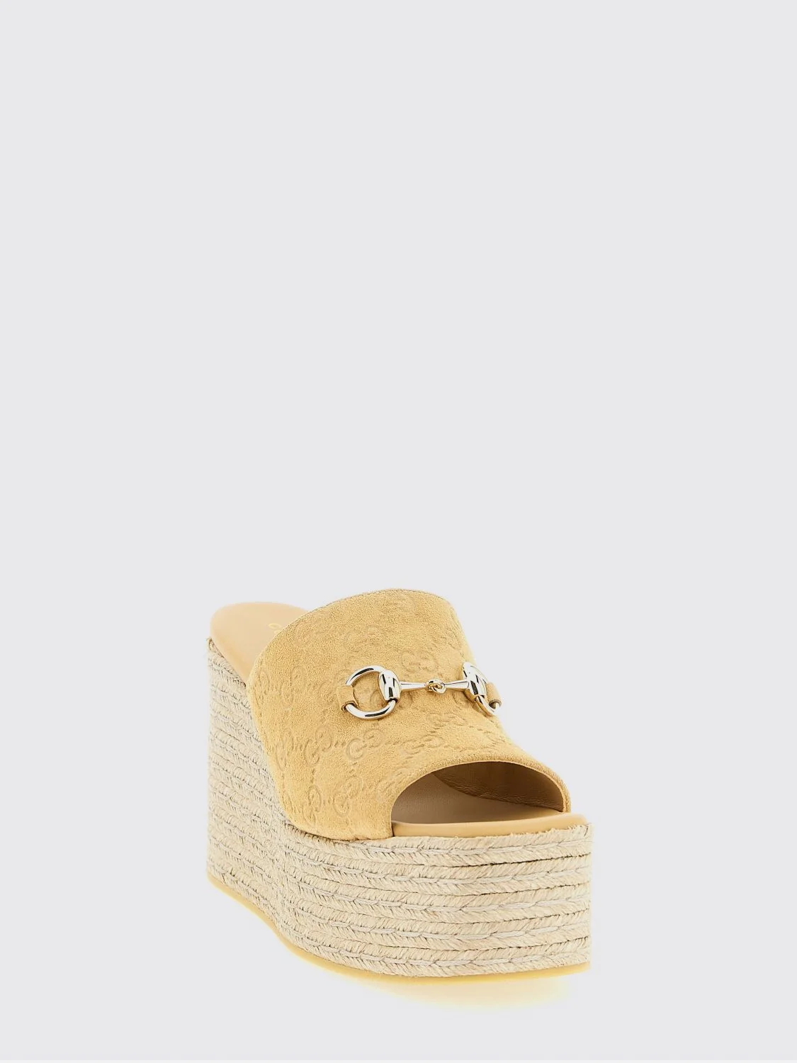 GUCCI 38 wedge espadrilles in suede with embossed gg monogram