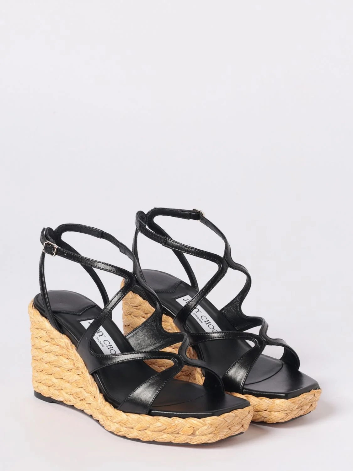 JIMMY CHOO 38 ayla leather wedge sandal