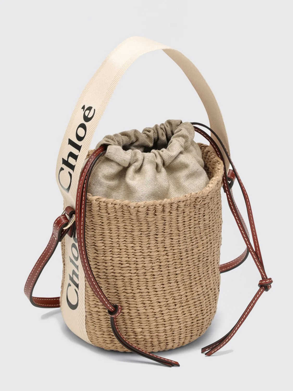 CHLOÉ OS woody raffia bucket bag chloé