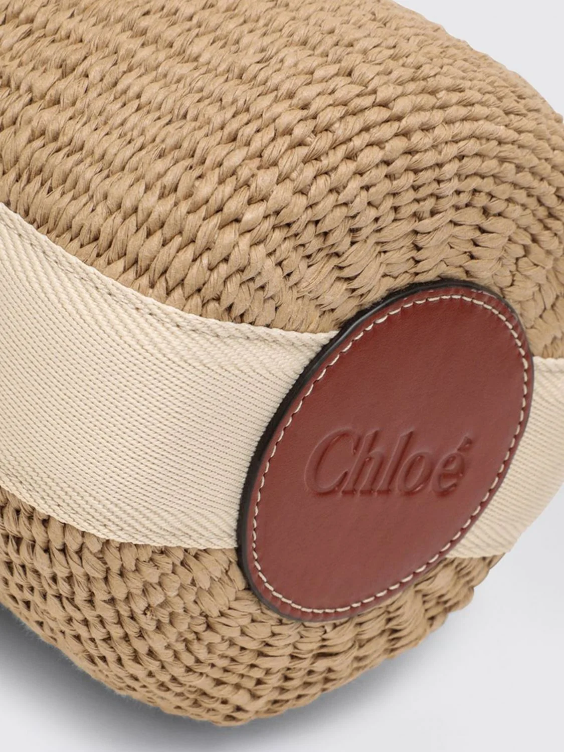 woody raffia bucket bag chloé