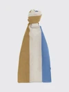 striped cotton blend scarf with ysl monogram