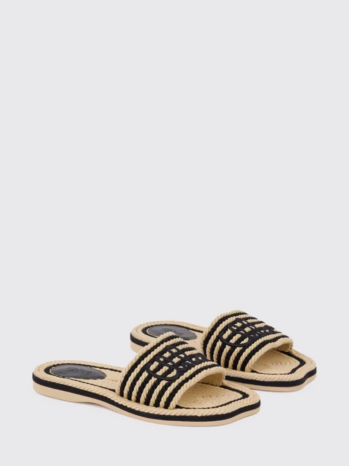 CHLOÉ 36 striped woven rope sliders chloé