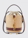 charms raffia and leather bucket bag chloé