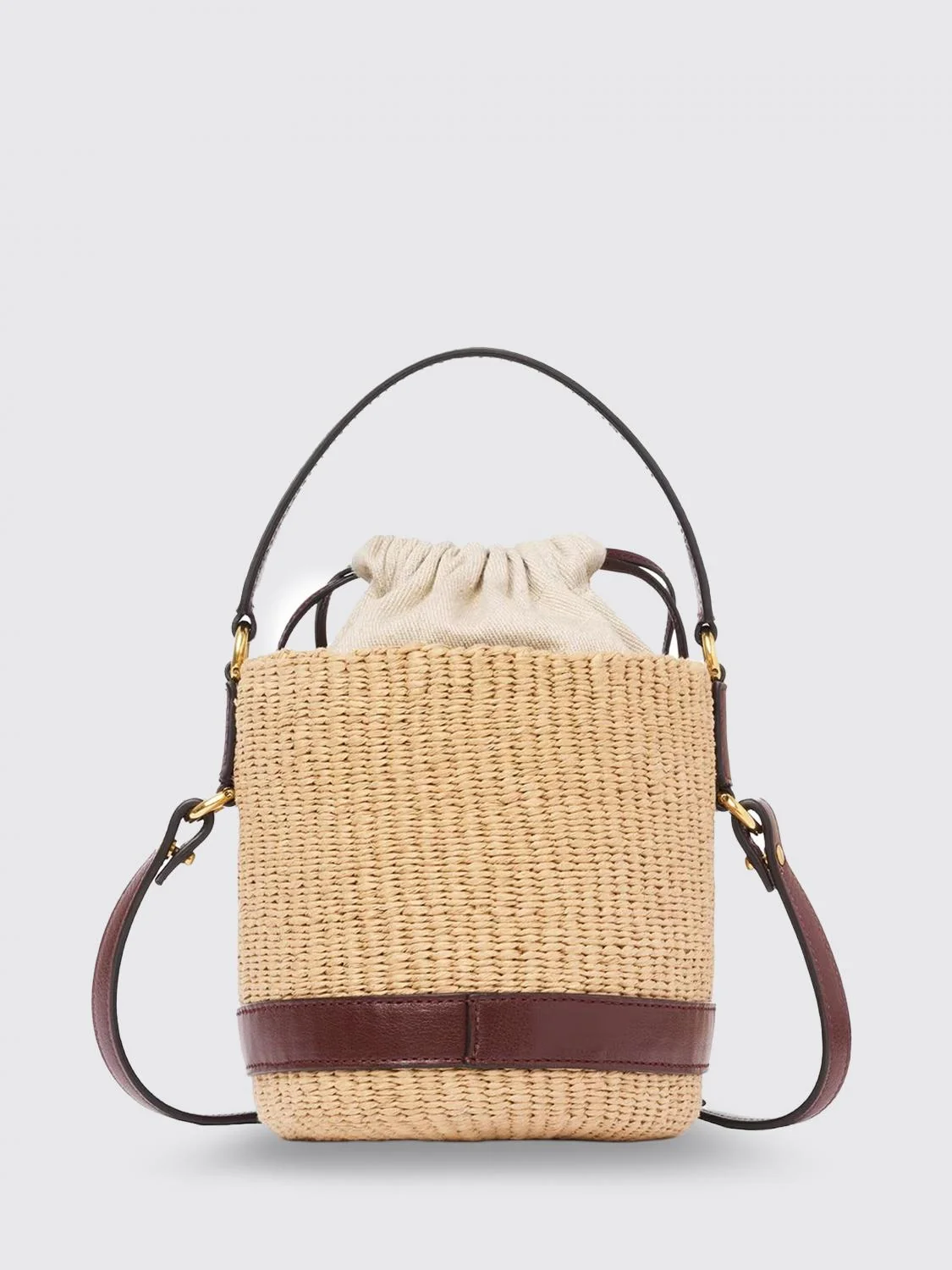 charms raffia and leather bucket bag chloé