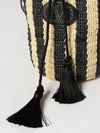 striped crochet raffia bucket bag