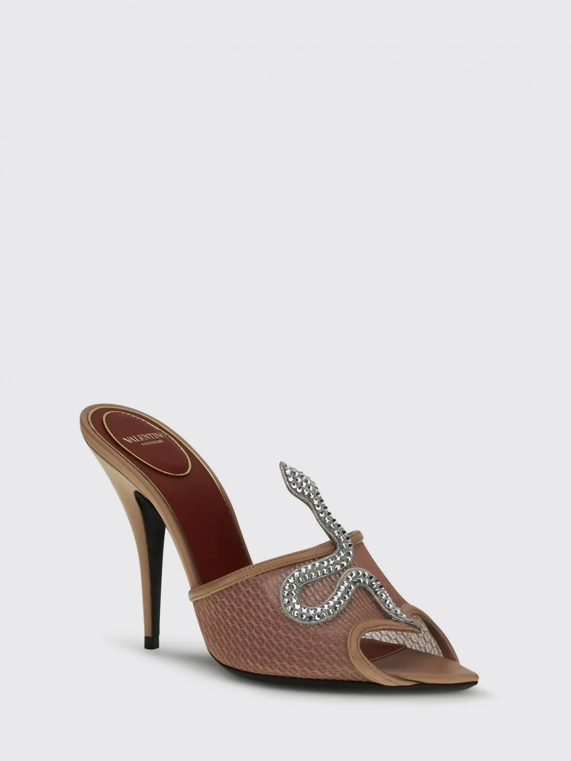 coeur vipère rhinestone mesh nylon mules