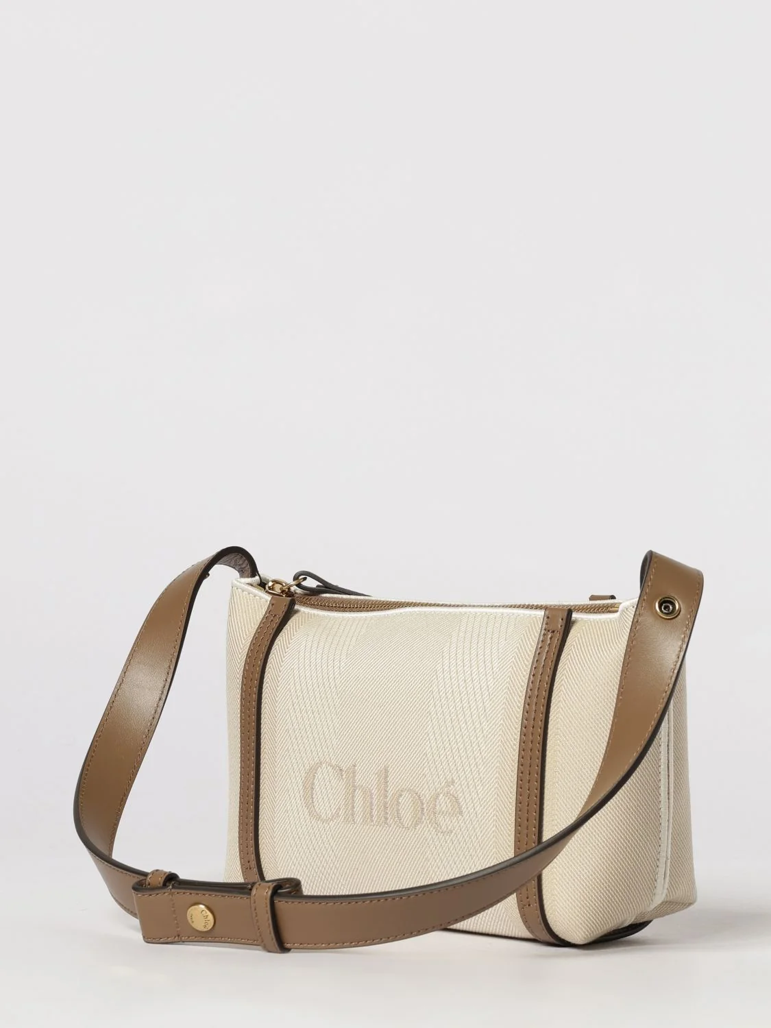 chloé carry cotton bag with jacquard logo