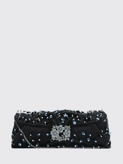 satin clutch with bead embroidery and chain strap