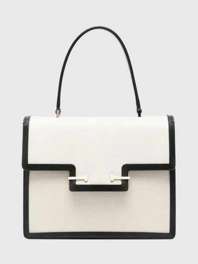 aube bicolor leather and canvas handbag